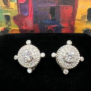 Judith Ripka 925 Diamonique CLIP Earrings